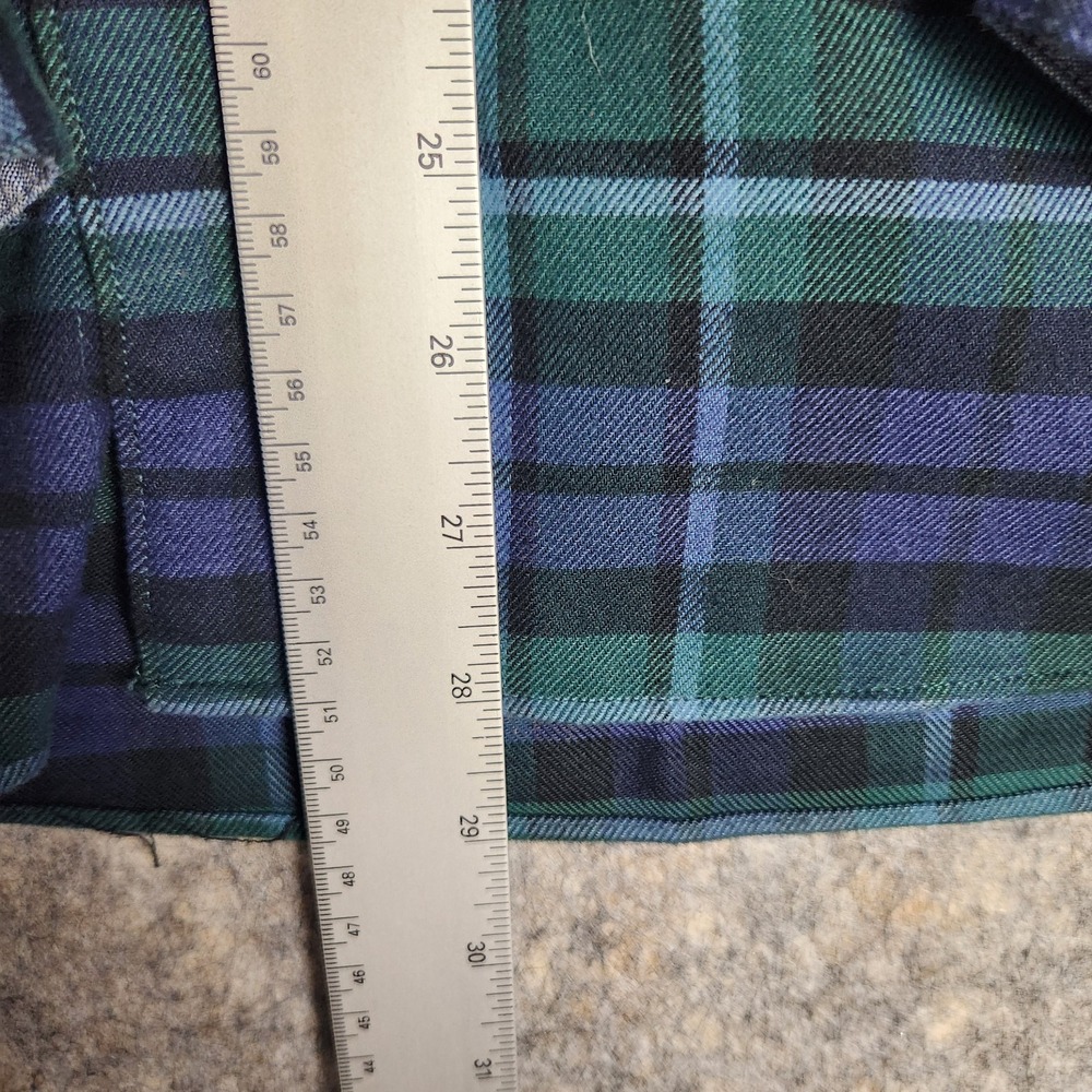 L.L. Bean Flannel Shirt BeanFlex Men M Reg Green Blue Scotch Plaid Button Up - Picture 4 of 6